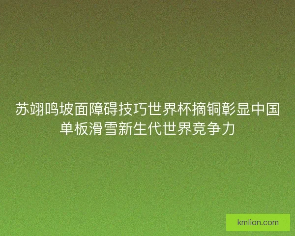 苏翊鸣坡面障碍技巧世界杯摘铜彰显中国单板滑雪新生代世界竞争力